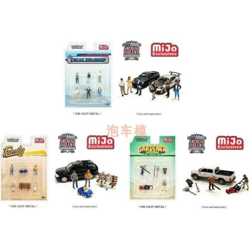 NEW American Diorama 1/64 MiJo Metal action figure scene dealership Family gardener service Collection of alloy dolls models