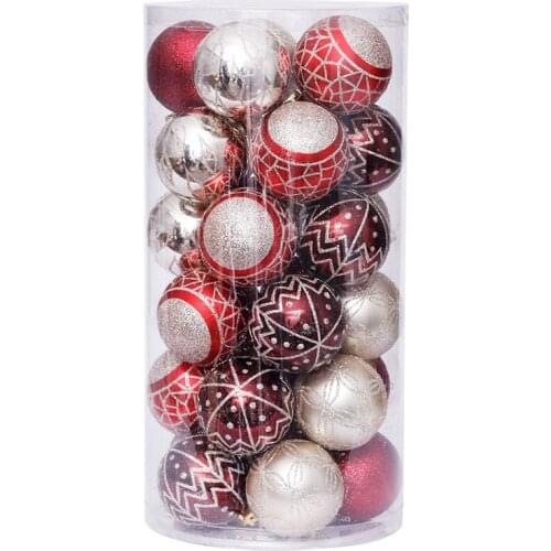Adornos Navidad Natal Christmas Ball Set 6cm Red Plastic Balls Christmas Tree Decoration