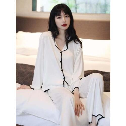 New Summer Ice Silk Pajamas Womens Comfortable Casual Thin Home Service Suit
