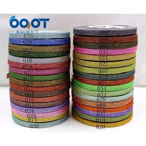 OOOT BAORJCT 1710181,34 colors 6MM Glitter ribbon Christmas webbing for wedding craft bow gift decoration Wrapping riband DIY