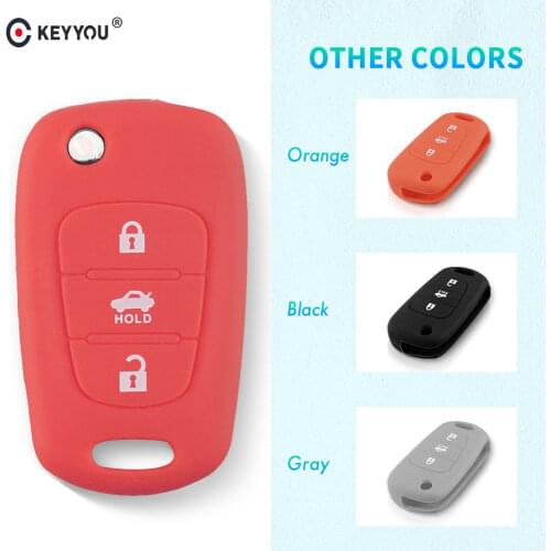 KEYYOU 3 Buttons Flip Silicone Key Cover For Hyundai i20 i30 i35 iX20 iX35 ix30 Solaris Verna For KIA K2 K5 Sportage Sorento