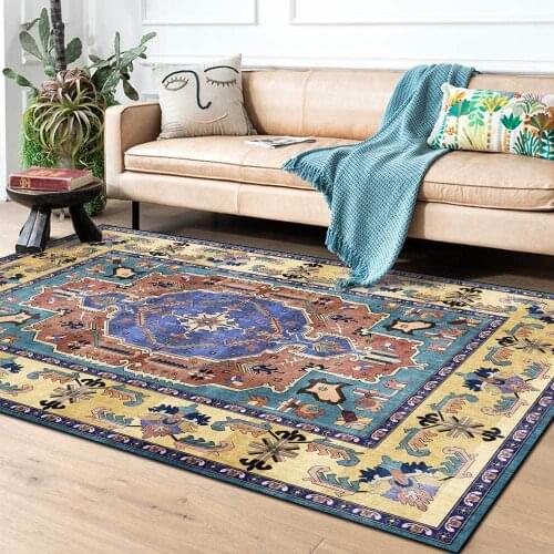 Retro Persian Style Living Room Area Rugs Morocco Geometric Printed Chair Tapete Bedroom Children Play Game Anti-Slip Floor Mat