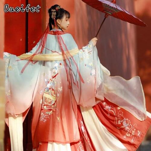 Hanfu Dress Ancient Chinese Traditional Hanfu Fairy Dress Folk Dance Vintage Embroidery Princess Outfit Princess Hanfu Dress