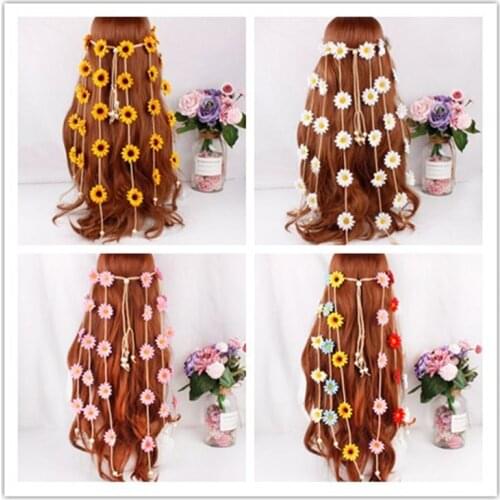 Stylish and romantic colorful flower hair band girl Sweet Princess Crown bride Headscarf Beach wedding hair accessories