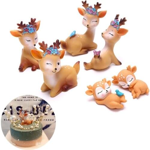 Hot Sika Deer Baking Cake Topper Decoration Miniatures Fairy Garden Ornament Craft