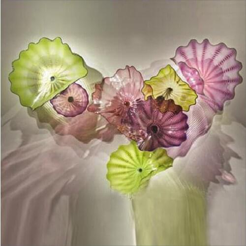 Modern Hand Made Blown Glass Flower Plates Free Shipping Fancy Blown Murano Glass Wall Plates