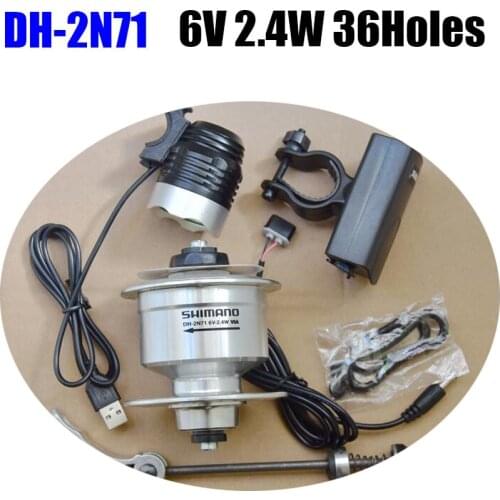 Dynamo DH-2N71 Bicycle Power Generation Hup 6V 2.4W 36Holes Front Bearing Hub with Led Head Lamp Alloy Bike Accessories