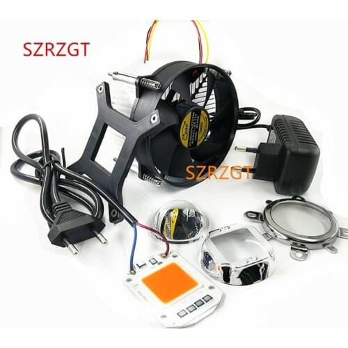 110V/220V 50W 380nm-840nm full spectrum LED Lamp + fan radiator + lens +DC12V adapter power + cable