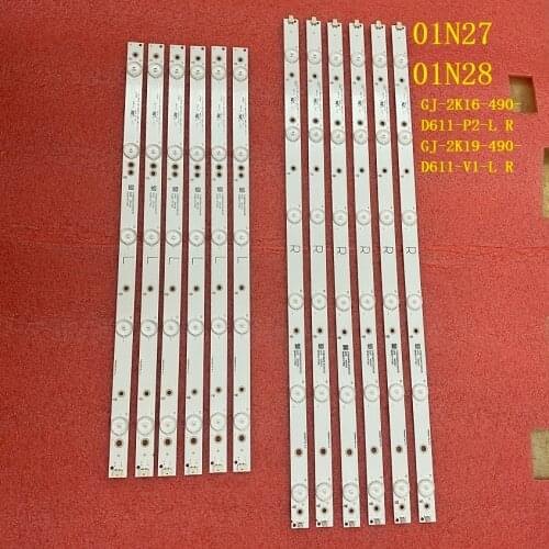 5set=60pcs LED backlight strip for 49PUT4900 49PFS5301 49PUF6701 EVTLBM490E0601-AK EVTLBM490E0501-AJ-3 L 01N27 01N28 LBM490E0501