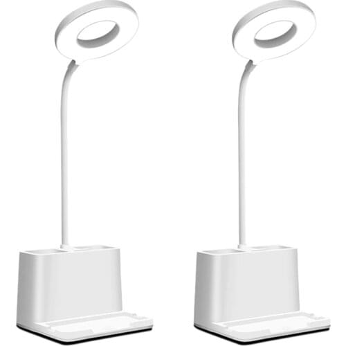 LED Desk Lamp Multi-Function Reading Lamp Three Color Temperature Storage Box and Mobile Phone Holder