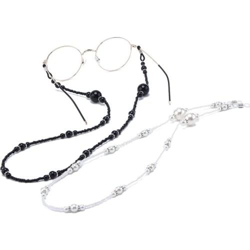 Vintage Women Imitation Pearl Chain Metal Sunglasses Cords Casual Pearl Beaded Chains Couples Cord Holder Sunglasses Rope 1pcs