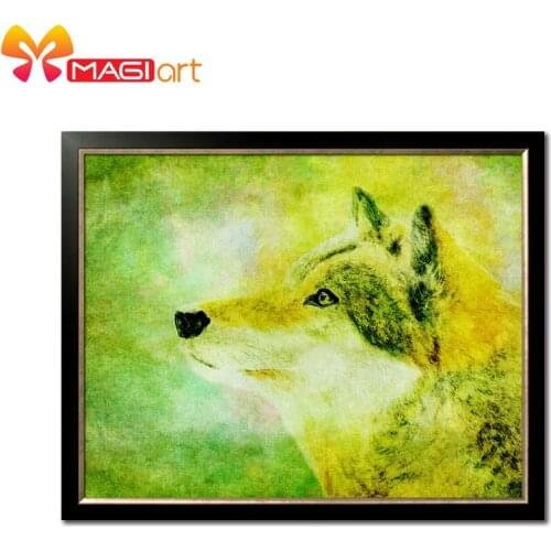 Cross stitch kits Embroidery needlework sets 11CT water soluble canvas patterns 14CT Animals The Wolf-NCMA030