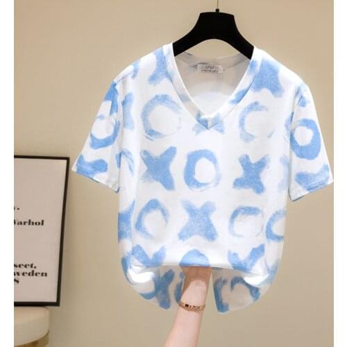 Short-Sleeved V-Neck Plus Size Spring Autumn Summer Vintage Clothes For Women Oversized T-Shirt Tops Blouses Vetement Femme 2021