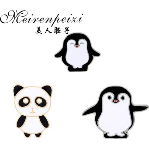 1 PC New Cute Cartoon Panda Penguins Drip Oil Brooch Pins Button Enamel Pins Clothes Decoration Wholesale Jewelry For Women