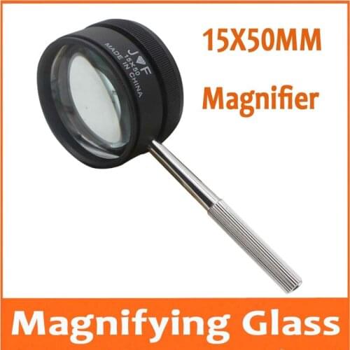 15 Times 50mm Metal Pocket Handheld Magnifier for Reading Jewelry appraisal Loupe Children Educational Toys Magnifying Glass