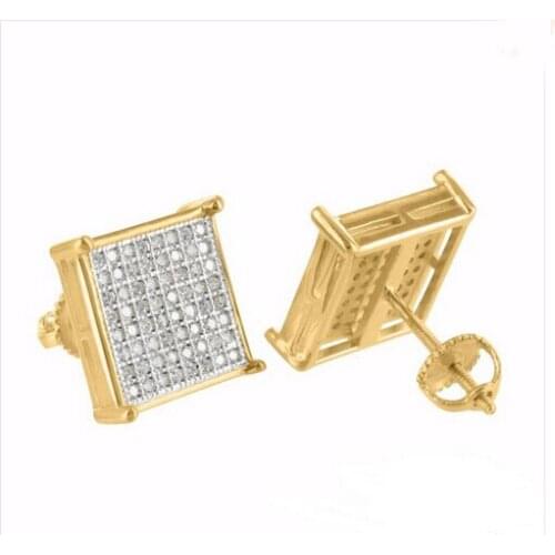 2017 mens Ice out Real micro pave cz silver color big Gold silver colors Hip hop bing screw back earring