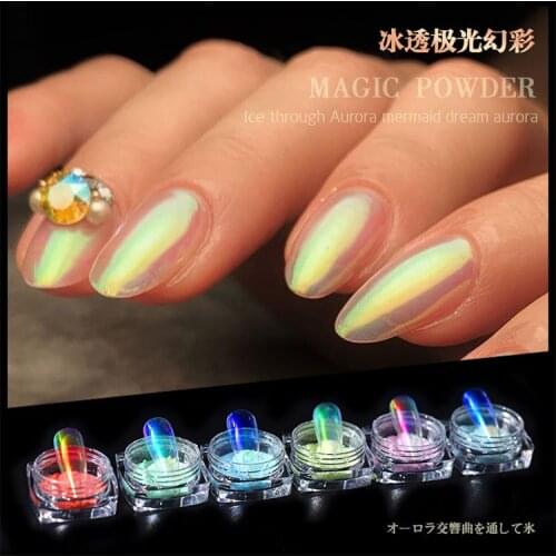 2020new! 0.2g Aurora Mermaid Nail Art Powder Ice Transparent Chameleon Nail Powder Holographic Mirror Aurora Nail Powder