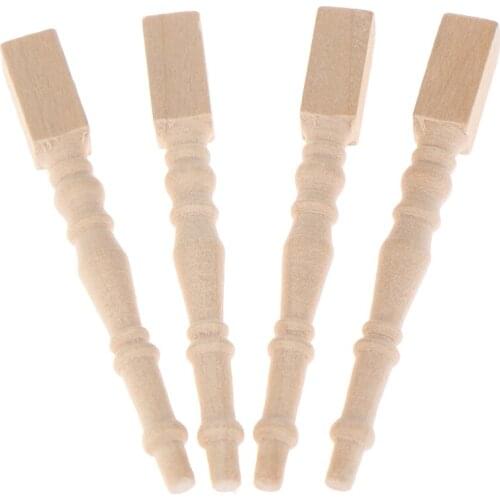 4Pcs Brain Game Kids Toys Dollhouse Miniature DIY Wooden 1:12 Furniture Leg Chair Table