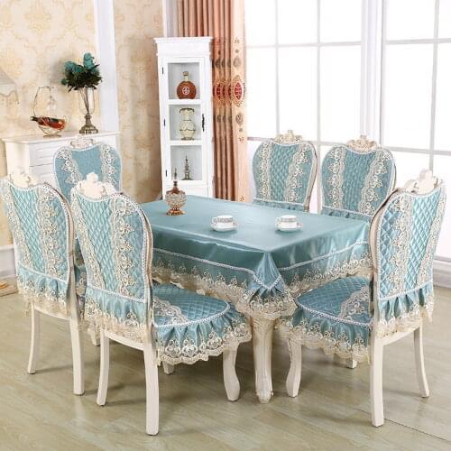7 Pcs/Set European Style Simple Lace Tablecloth, Chair Cover, Cushion Set, Universal In All Seasons, Fine Home Textiles