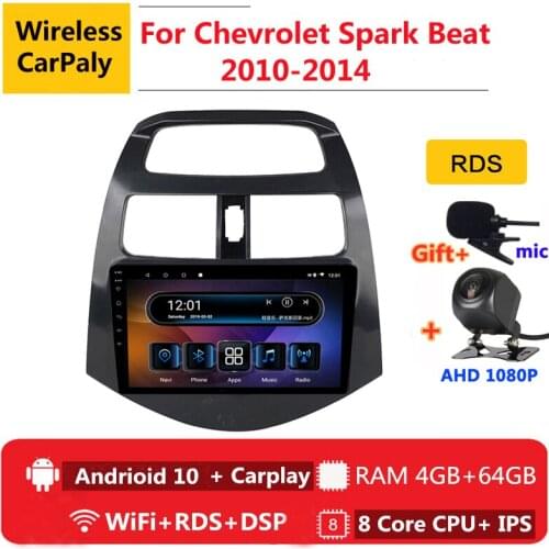 2 din 8 core android 10 car radio auto stereo for Chevrolet Spark Beat 2010 2011 2012 2014 navigation GPS DVD Multimedia Player