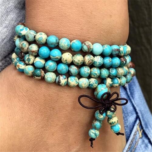 6mm Imperial Jasper 108 Beads Handmade Tassel Necklace Bracelet Spirituality Prayer Tibetan Religious Wristband Meditation