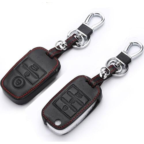Genuine Leather Key Cover Leather Key Cases For Kia ceed cerato sportage 2018 Optima K5 Sportage 3/4 Button Remote Control