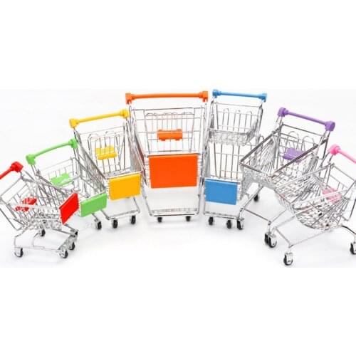 Pretend Play Groceries Toys Supermarket Handcart Toys Carts Storage Folding Mini Shopping Cart Basket Toys for Children Boys