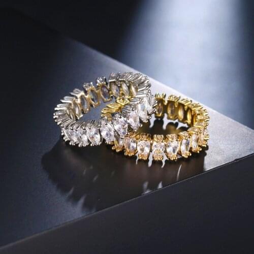 Ekopdee Gorgeous Oval Cut CZ Cubic Zirconia Prong Rings For Women Eternity Bridal Zircon Finger Ring Engagement Wedding Jewelry