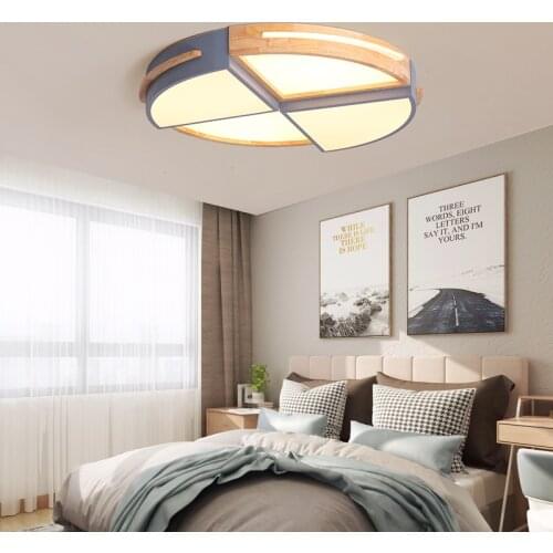 LED Ceiling Light Gray/White Nordic Elegant Wooden for Living Room Bedroom Study Surface Mounted Lighting Fixture 6cm Height