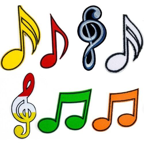 Exquisite music note Applique Iron On Patches Embroidery Stickers Badges Decorations For Clothes Bag T Shirt Jeans Jacket