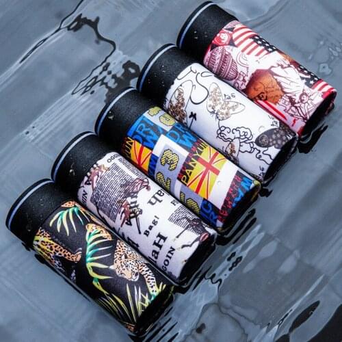 Kejiang Man Underwear Ice Silk Boxers Briefs Printed Panties Fashion Underpants Calzoncillos Homme Designer Sexy Boxers Shorts