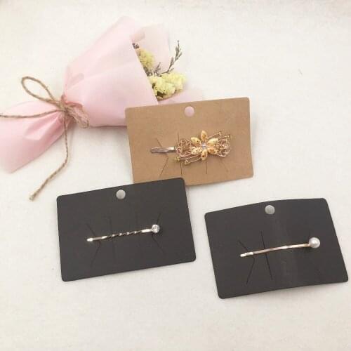 Classic Blank Square Hair Clip Cards Hair Accessories Jewelry Display Brown Black Packing Labels Card 10x6.5cm 100Pcs/Lot