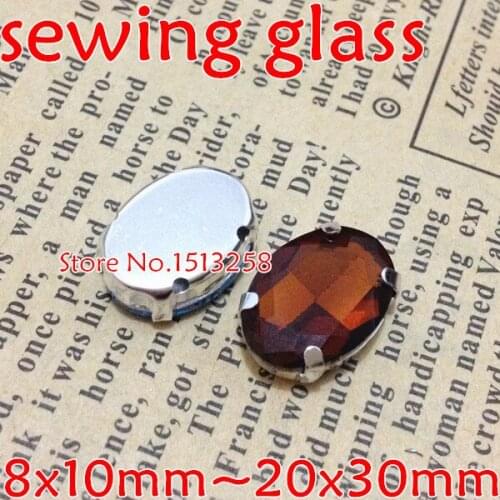 Red Coffee Color Sew On Crystal Oval Fancy Stone With Metal Claw Settingm8x10m,10x14mm,13x18mm,18x25mm,20x30mm
