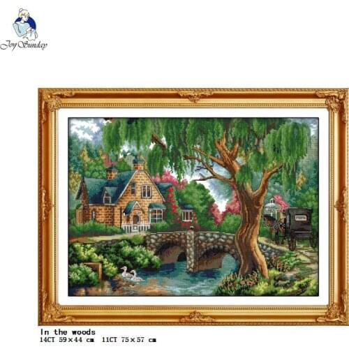 In the woods counted and stamped cross stitch kit 14ct11ct printed fabric embroidery set DIY needlework home decoration painting