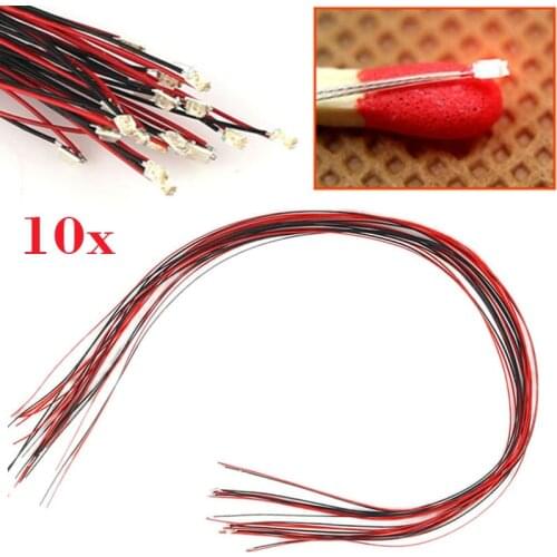 10pcs/set New T0603WM Pre-soldered Micro Litz Wired Leads Red SMD Led 200mm Length Durable Lighting Accessories
