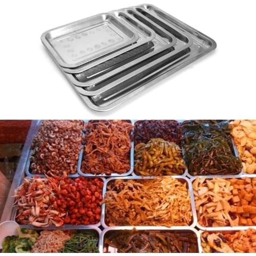 Stainless Steel Rectangular Plate Barbecue Grilled Fish Tray BBQ Food Container E56E