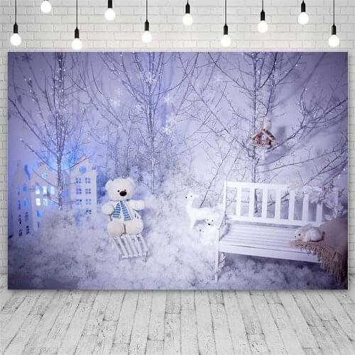 Avezano Christmas Backdrops Tree Winter Elk Bear Snowflake Bokeh Decor Banners Photography Backgrounds Photo Studio Photozone