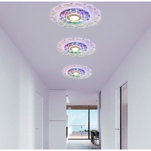 Crystal Lotus Ceiling Lights 220-240V 3W Colorful Lighting For Corridor Bedroom Living Room Home Decoration LED Ceiling Lamp