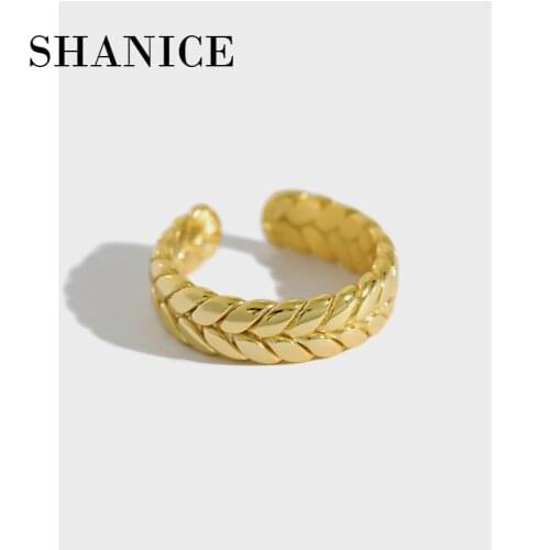 SHANICE 100% 925 Sterling Silver Open Ring INS niche designer twist Female Thai Silver Ring For Women Jewelry adjustable gift