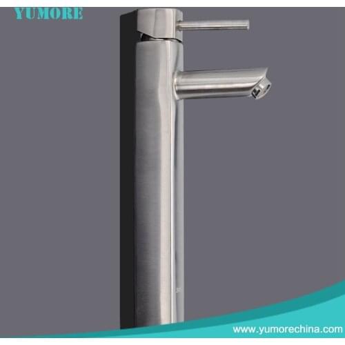 YUMORE Bathroom Faucet Tall Vessel Sink Faucet Single Handle One Hole Basin Mixer Tap Lavatory Vanity Brass Pop Up Drain without