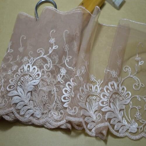 Somelace 2 yards/lot 19cm sliver flower complexion mesh Embroidery Lace Trim lace accessories textile fabrics 043002