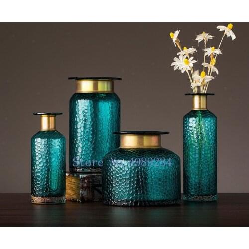 Modern nordic Transparent glass gold Concave snake Flower vase living room Flower arrangement Hydroponics Home decoration