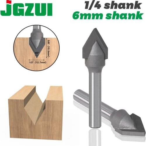 6mm shank 1/4 shank V Bit CNC solid carbide end mill 3D Router Bits for Wood 60deg tungsten woodworking milling cutter