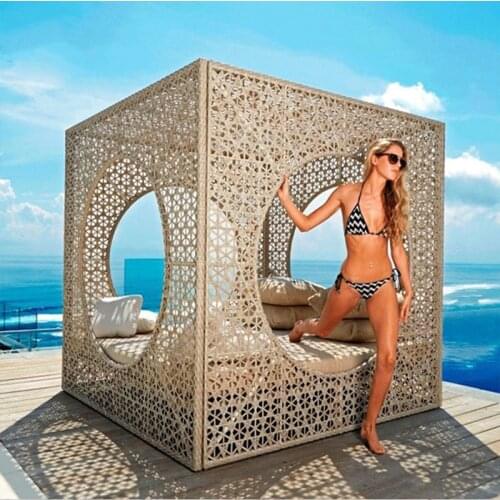 Outdoor Rattan Bed Sofa Garden Courtyard Balcony Lounge Chair Leisure Swimming Pool Lazy Furniture