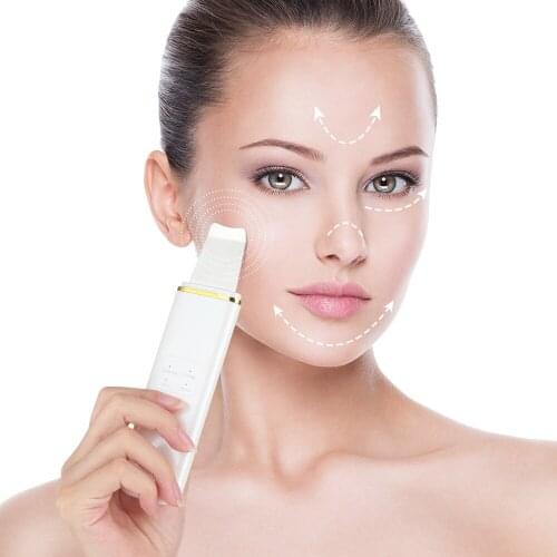 Ultrasonic Facial Skin Scrubber Skin Spatula EMS Blackhead Acne Remover Pore Cleaner Deep Face Cleaning Peeling Lifting Device