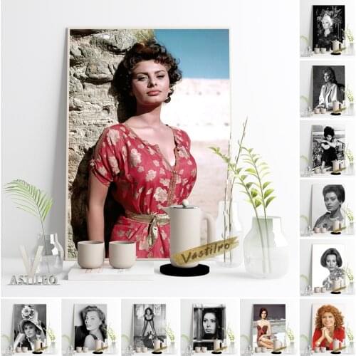 Sophia Loren Celebrity Vintage Poster Actress Art Prints Movie Star Black White Portrait Canvas Wall Stickers Retro Home Decor