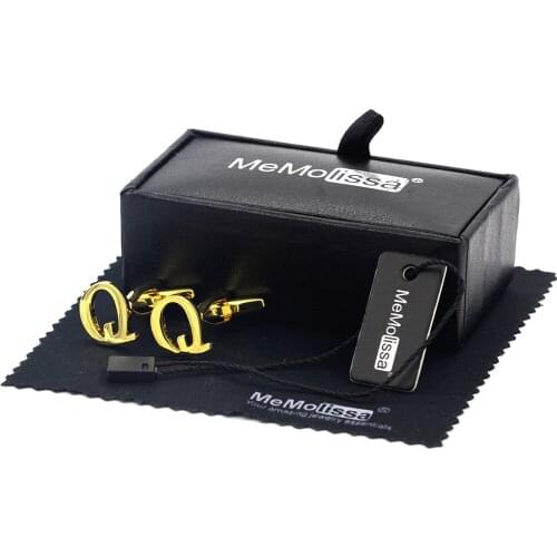 MeMolissa Display Box Cufflinks Classic Letter Q Cufflinks Top Quality Gold Cufflinks Personality Cuff Free Tag & Wipe Cloth