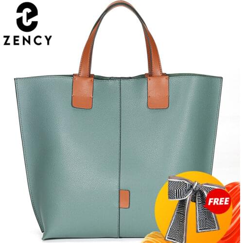 Zency 2021 New Arrival Fashion Female Handbag Big Capacity Women Shoulder Bag Simple Casual Tote Super Quality Bags Blue