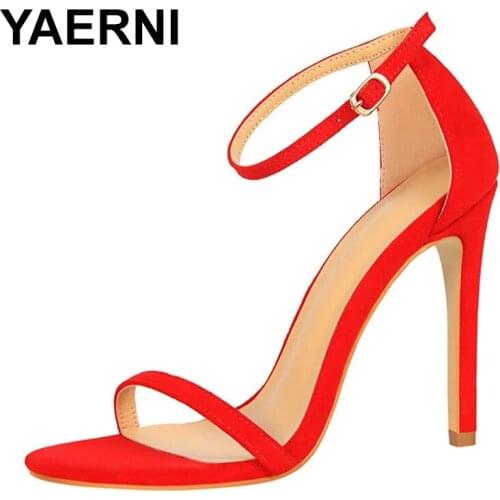 YAERNI Women Size 40 Extreme 11cm High Heels Fetish Sandals Female Gladiator Cheap Strap Shoes Lady Nude Valentine Platform Pump