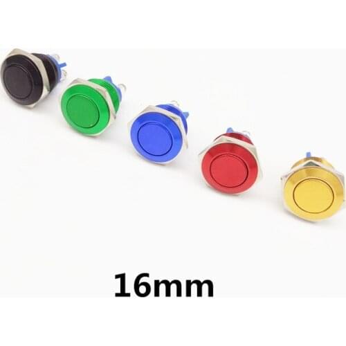 10pcs 16mm Waterproof Reset Metal Push Button Switch Flat Round Head Door Bell Horn Car Auto Engine Start
